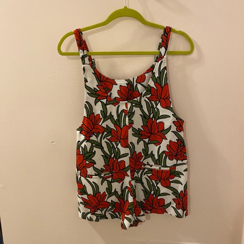 Red Floral Jumper/Overalls